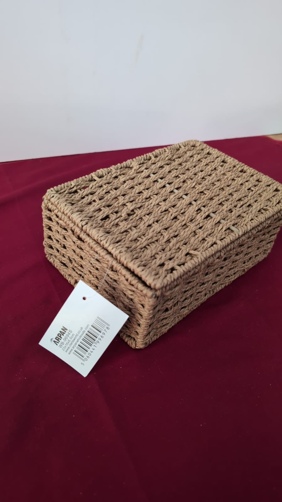 Arpan Natural Paper Rope Storage Basket Box With Lid (Small)