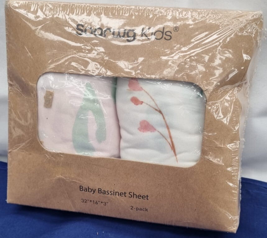 Soarwg Kids Moses Basket Sheets Baby Bassinet 2 Pack (Packaging Damaged)