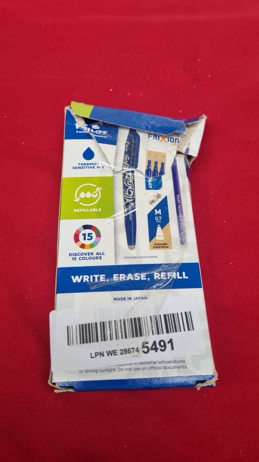 Pilot Frixion Erasable Rollerball Pen Set Pack of 5 - Blue (box damaged 2pack)