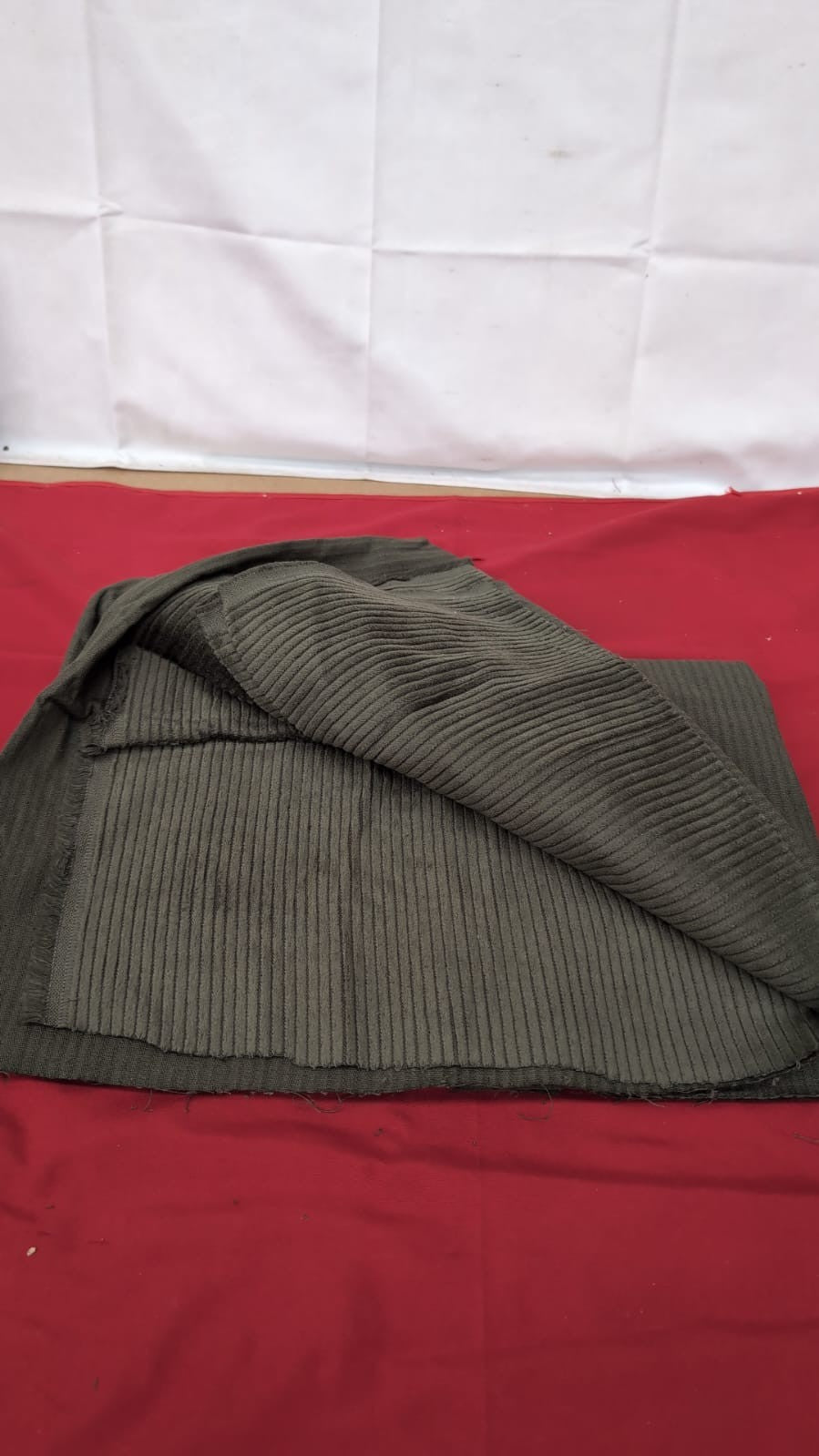 Washed Jumbo Cord 4.5 Wale Cotton Velvet Fabric Material Olive, 1Mtr 140cmx100cm