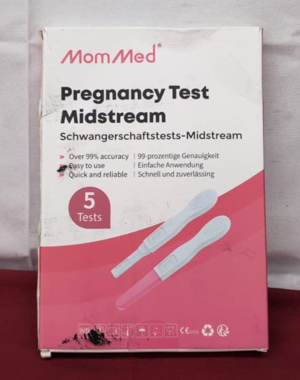 MOMMED Pregnancy Test Midstream, 5 X Individually-Sealed, (packaging damaged)
