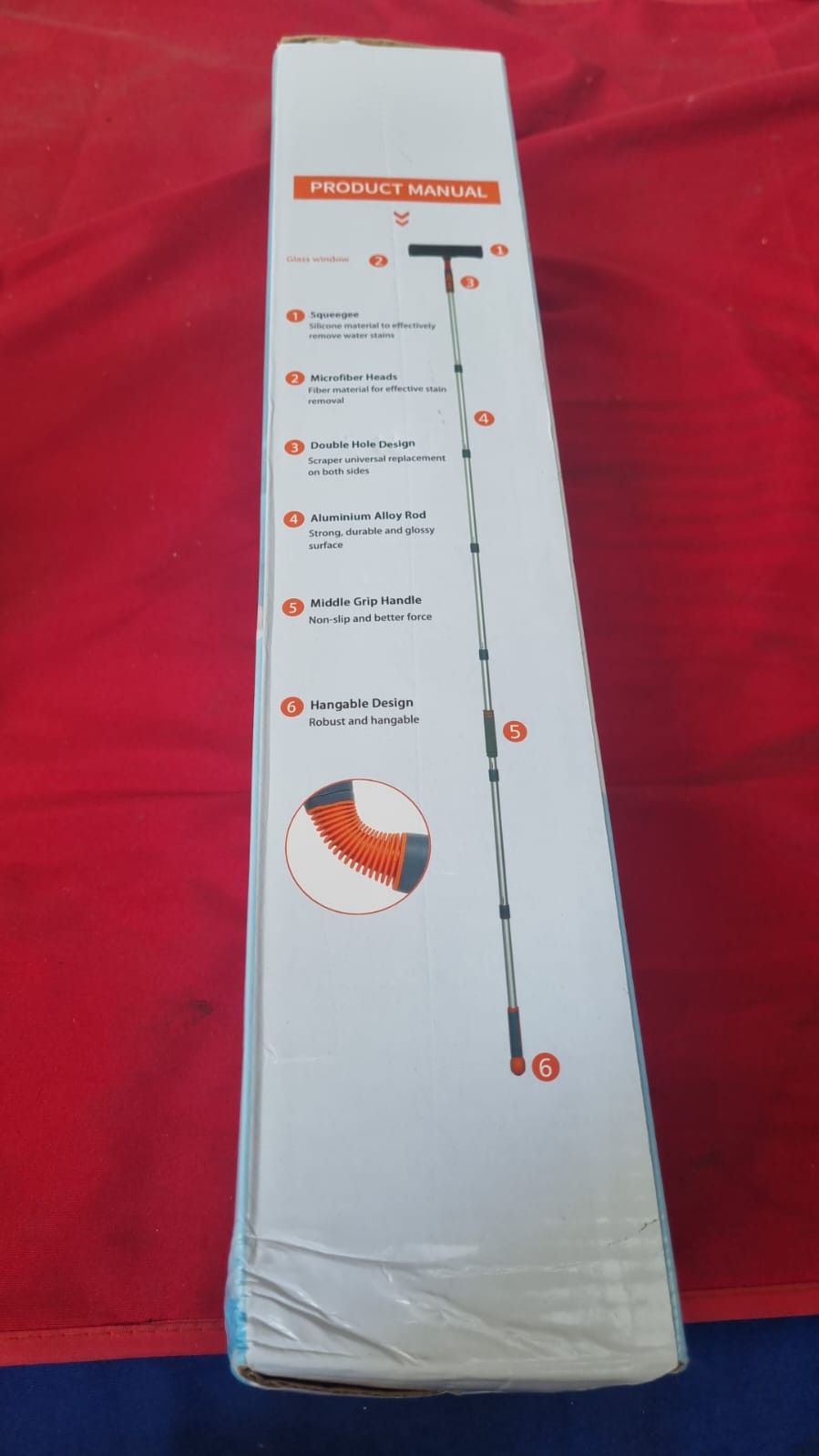 Window Squeegee Cleaning Tool with Long Handle, Streak-Free Blade Machine
