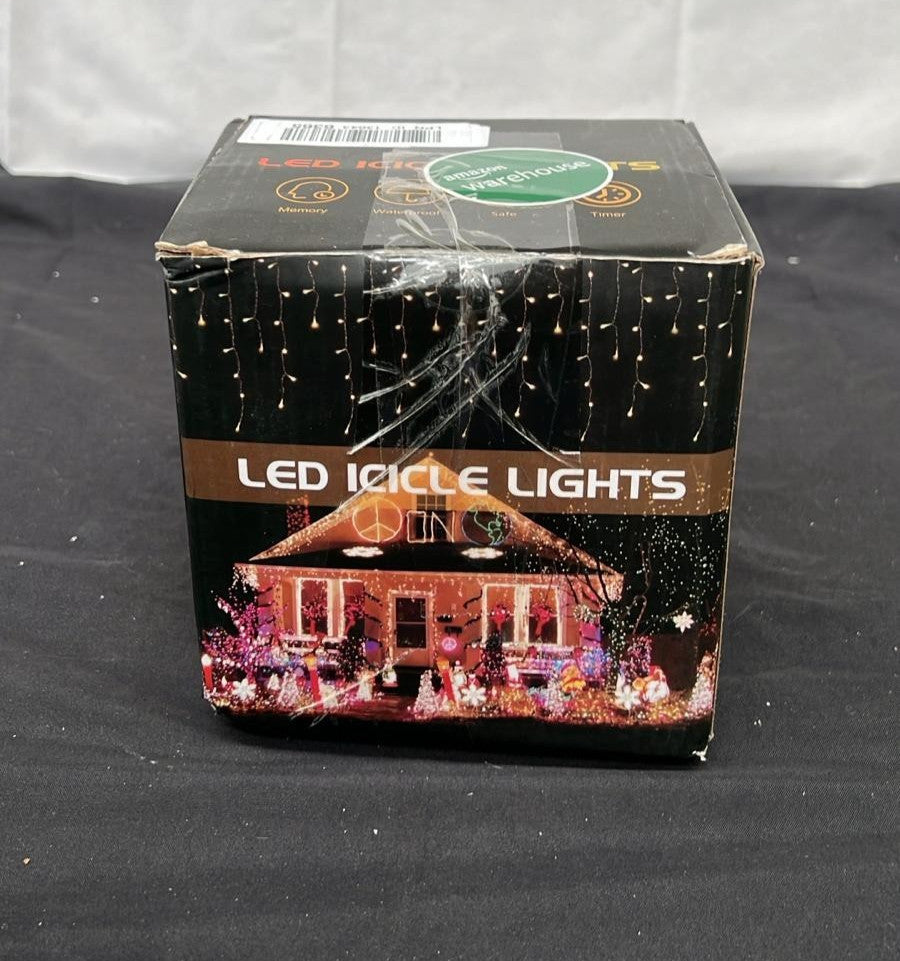 LED Icicle Lights  Outdoor White Wire String Lights for Christmas & Weddings