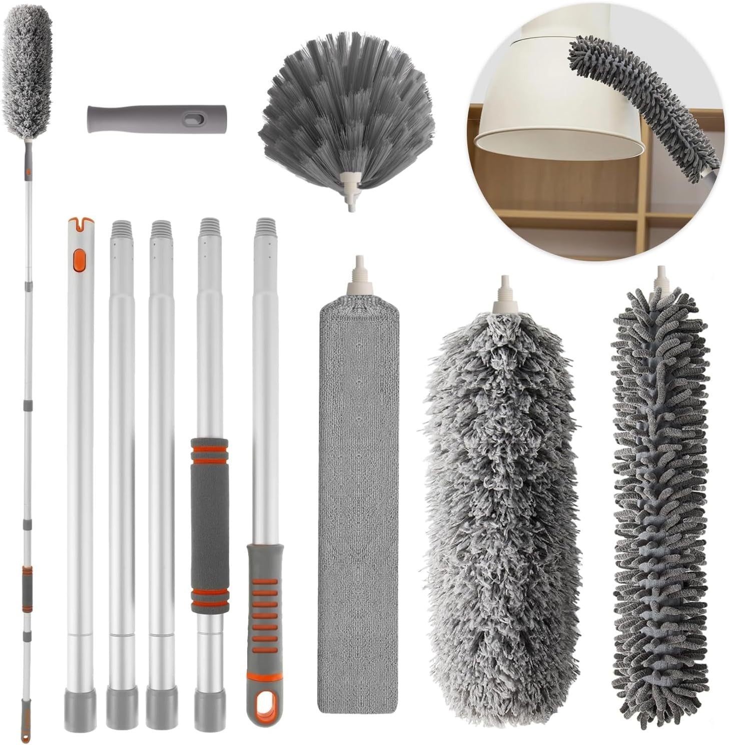 Telescopic Feather Duster, Microfiber Duster Set (BOX DAMAGED)