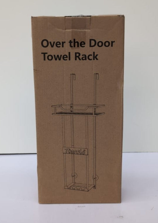 Over Door Towel Rack - Towel Rack Wall Mounted with Metal Shelf Basket