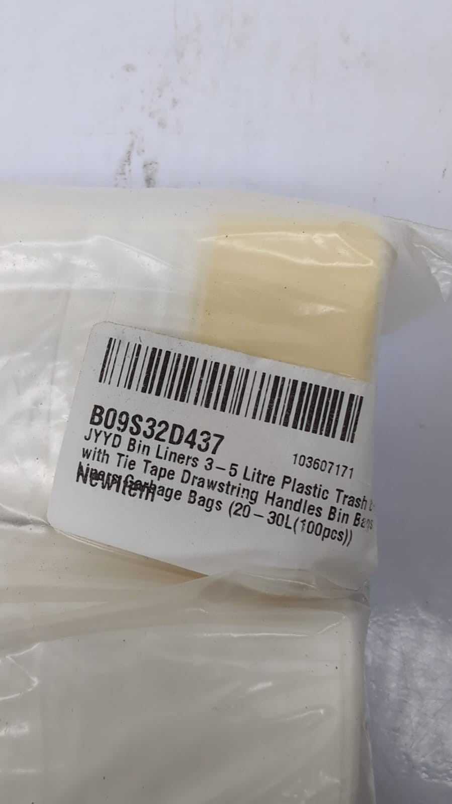 Bin Liners 3-5 Litre Plastic Trash Bags with Tie Tape Drawstring Handles 100PCS