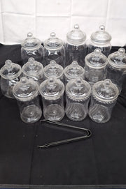 14 Plastic Sweet Jars, 7 Styles, 2 Tongs, Ideal for Party, Wedding, Sweet Table,