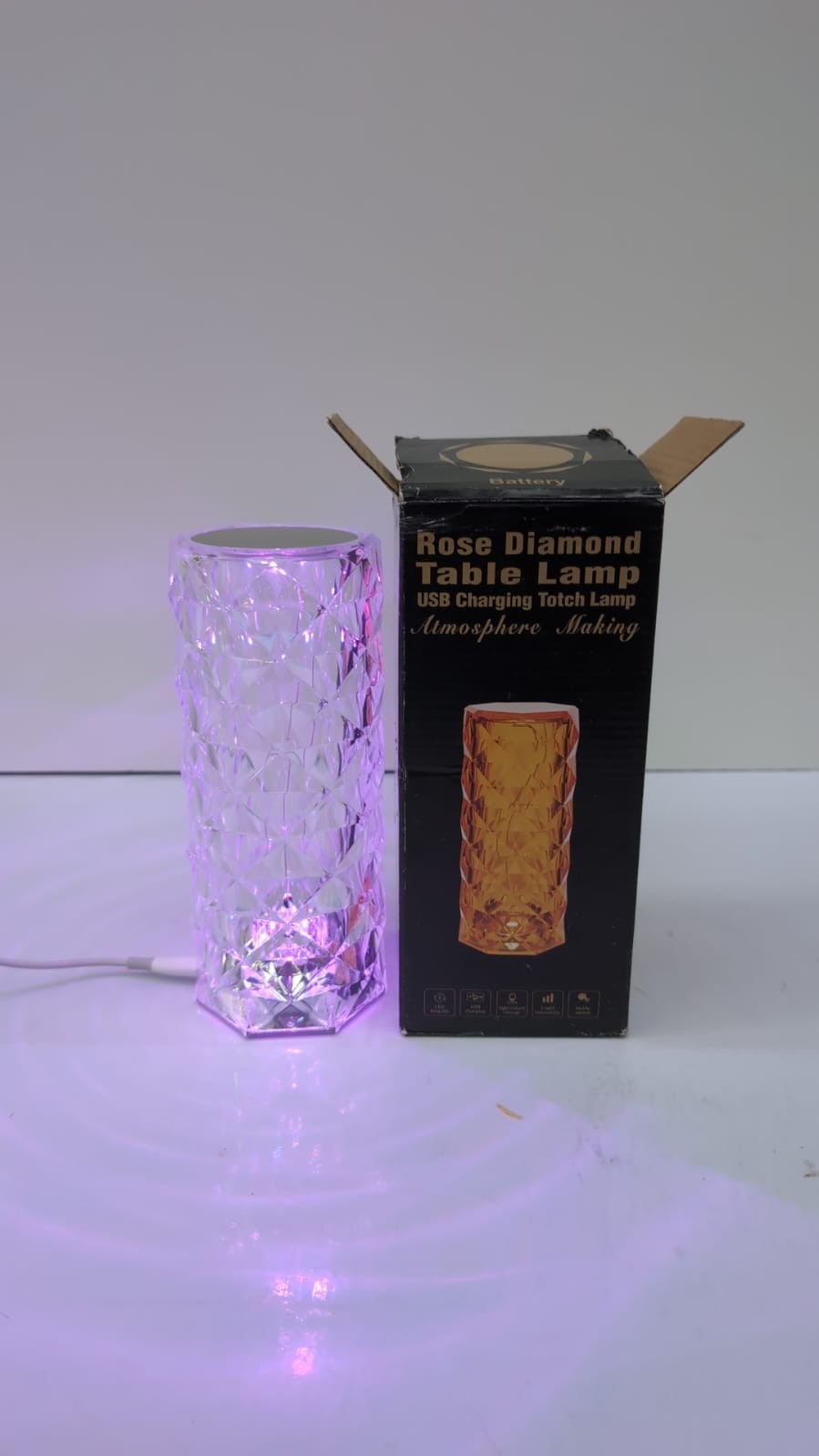 Crystal Lamp Color Changing Rose Crystal Diamond Table Lamp,USB Rechargeable