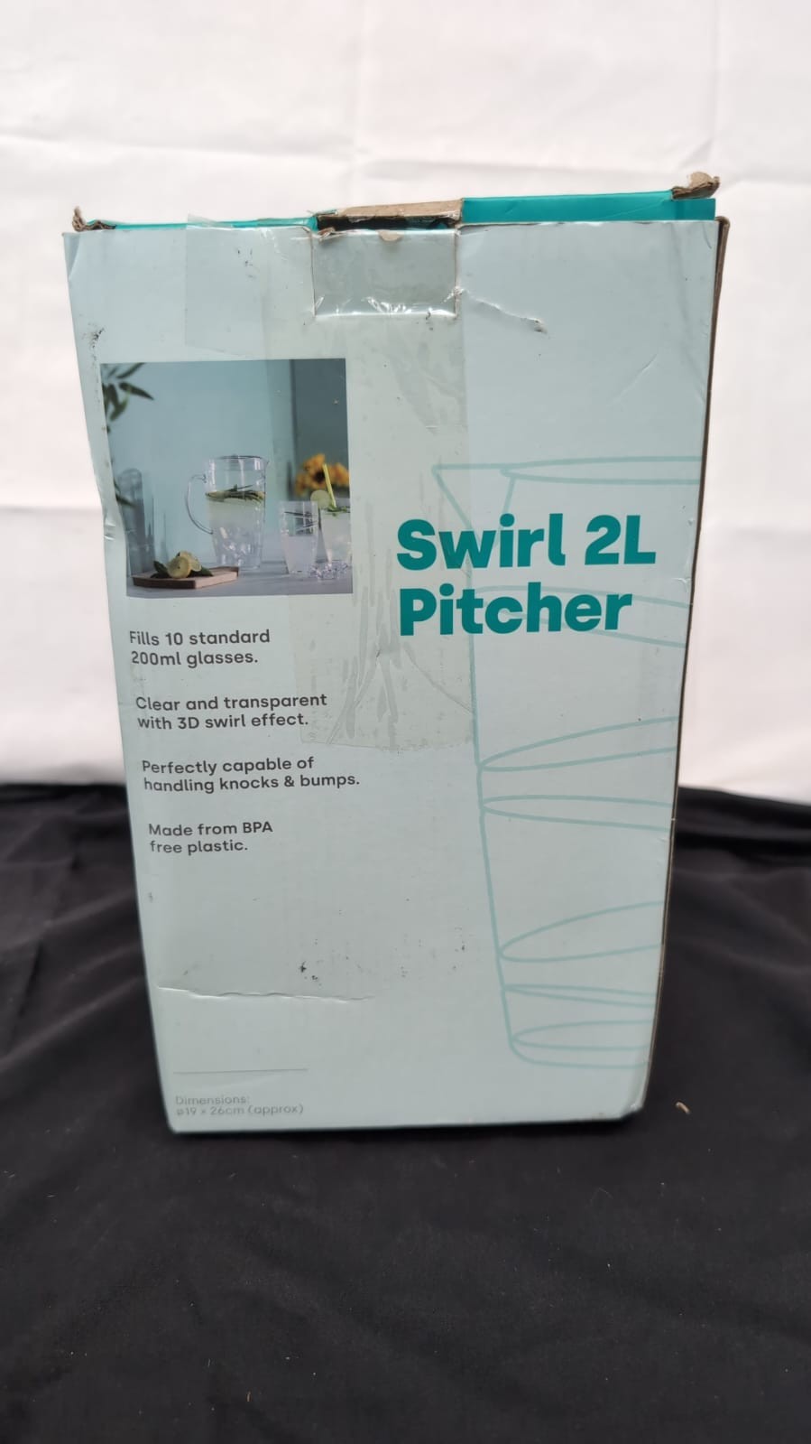 LIVIVO Swirl Design 2L Plastic Pitcher Jug w/ Lid and Vented Spout (BOX DAMAGED)