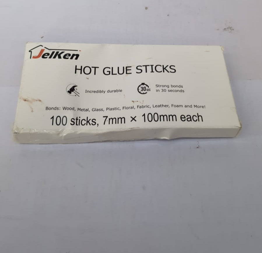 JelKen Hot Glue Sticks 7 x 100mm | 100pcs  Hot Melt Glue Gun Sticks(PACK DAMAGE)