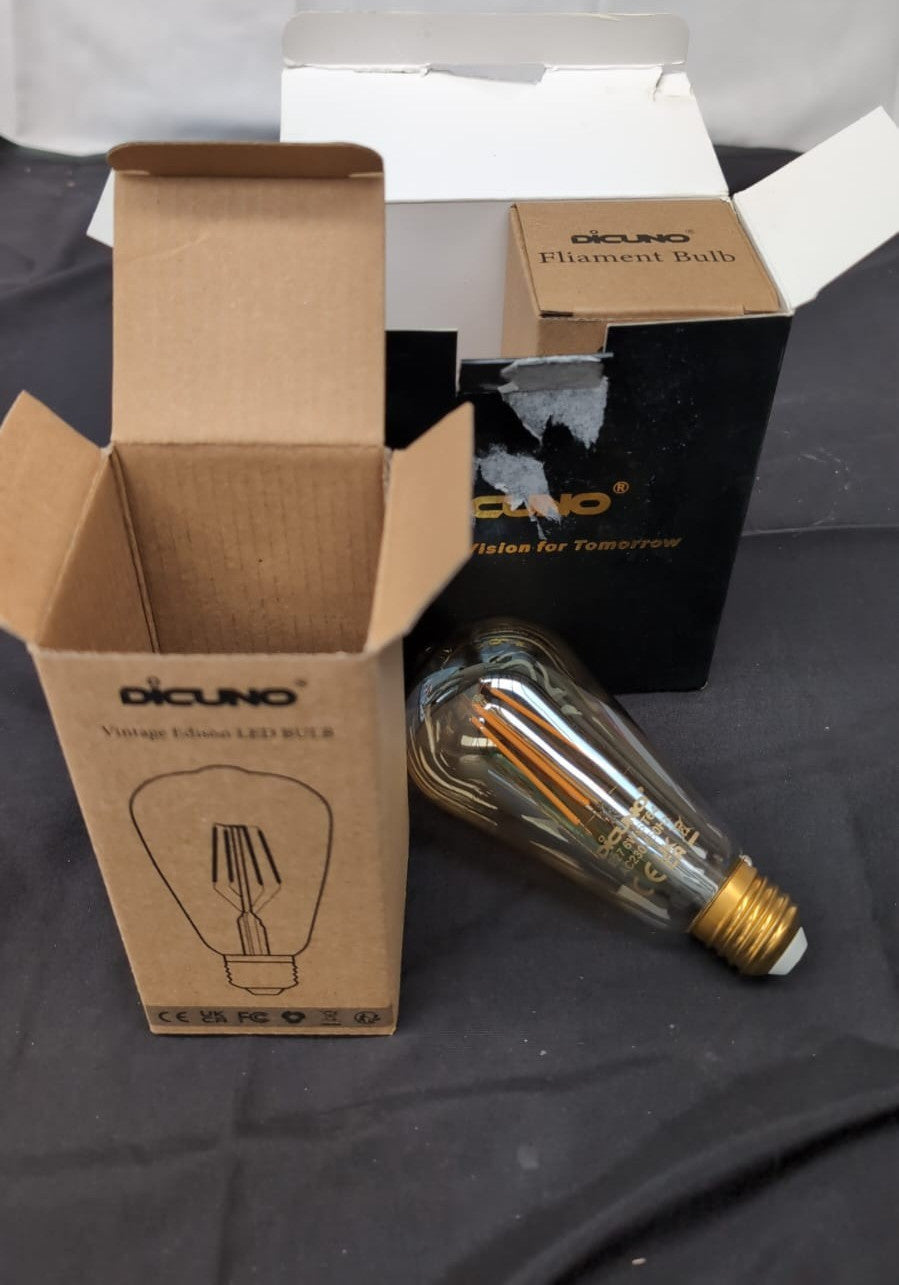 DiCUNO Vintage Light Bulb E27 Edison Screw Bulb, 6W, Retro Amber Glass 2pack
