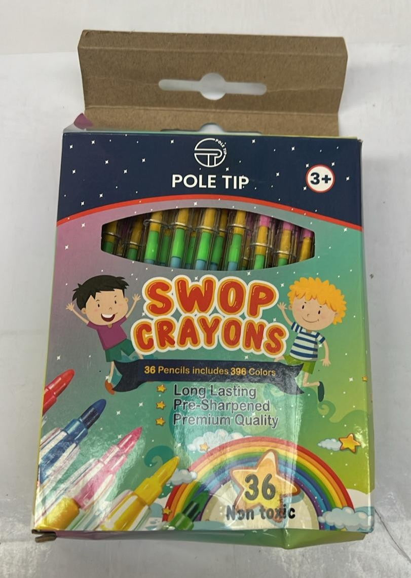 36 x Swop Point Crayons For Kids, Wax Crayons, Colouring Pencils