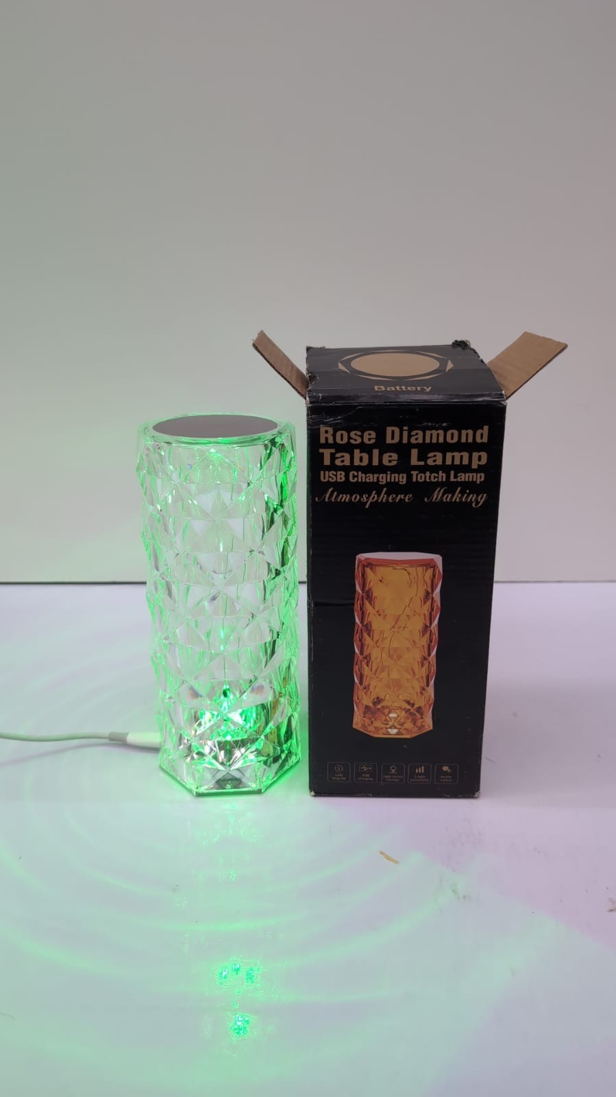 Crystal Lamp Color Changing Rose Crystal Diamond Table Lamp,USB Rechargeable