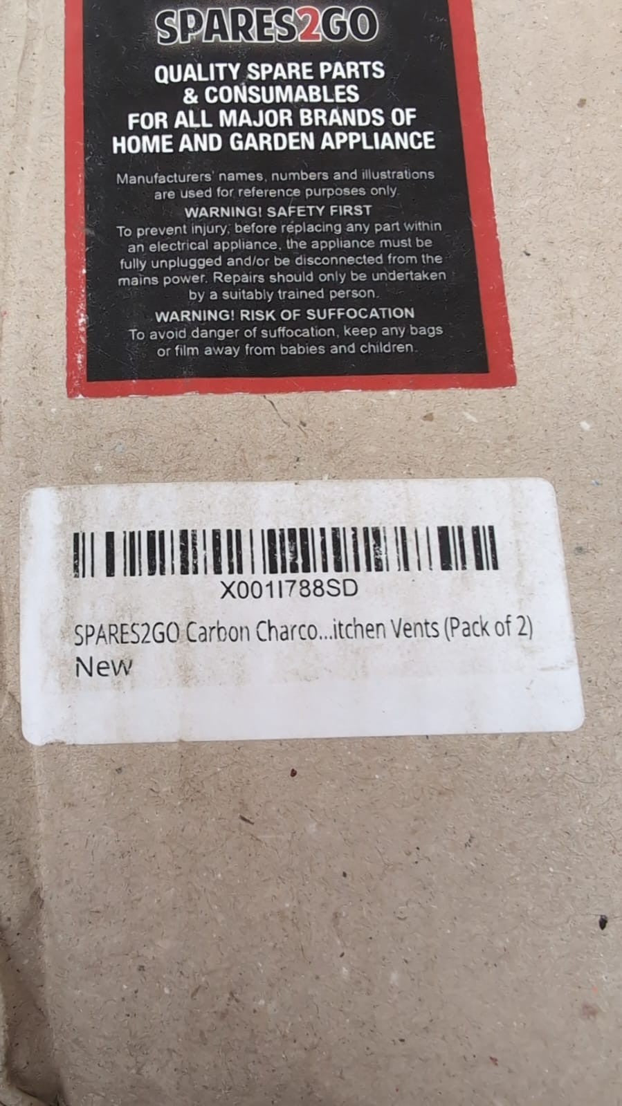 SPARES2GO Carbon Charcoal Vent Filter for CDA Cooker Extractor Hood (Pack of 2 )