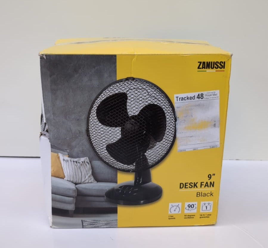 Zanussi 9" Inch, Portable Desk Fan, 2 Speed Settings, (BOX DAMAGED)