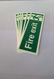 Fire Exit Signs Self Adhesive Vinyl  30cm x 10cm Fire Exit Sticker Pack of 6