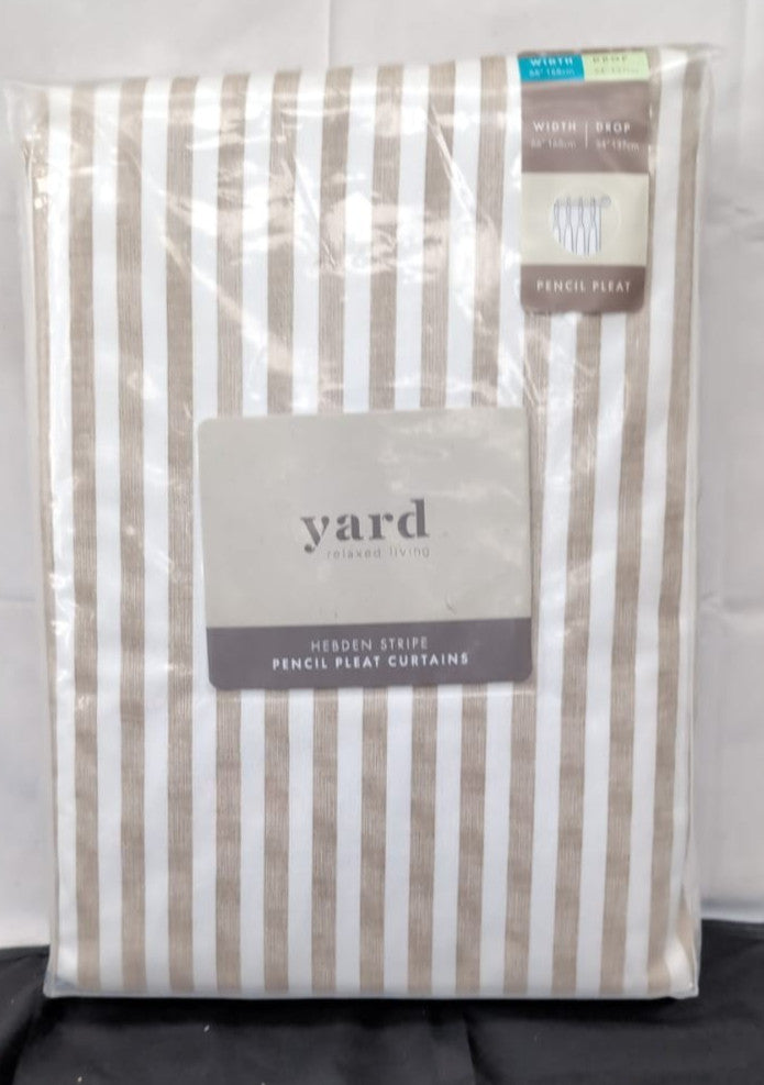 furn. Yard Hebden Pencil Pleat Curtain Pair – Ultra Soft Cotton Lined Striped