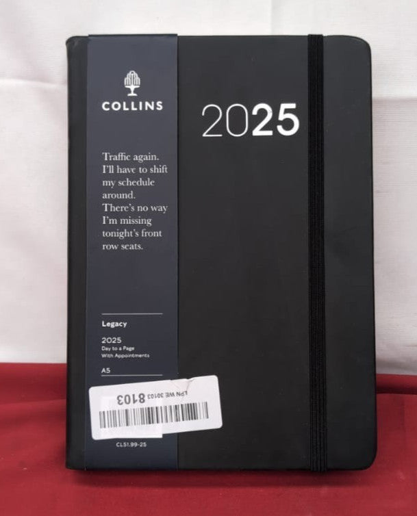 Collins Legacy 2025 Planner - A4 Day To Page Diary -  Black (Slightly Scuffed)