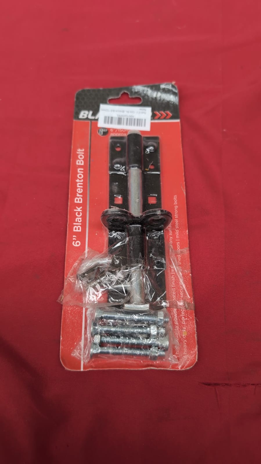 Black Brenton Bolt Gate Bolt (6") Ideal Door (packaging damaged - one pack only)