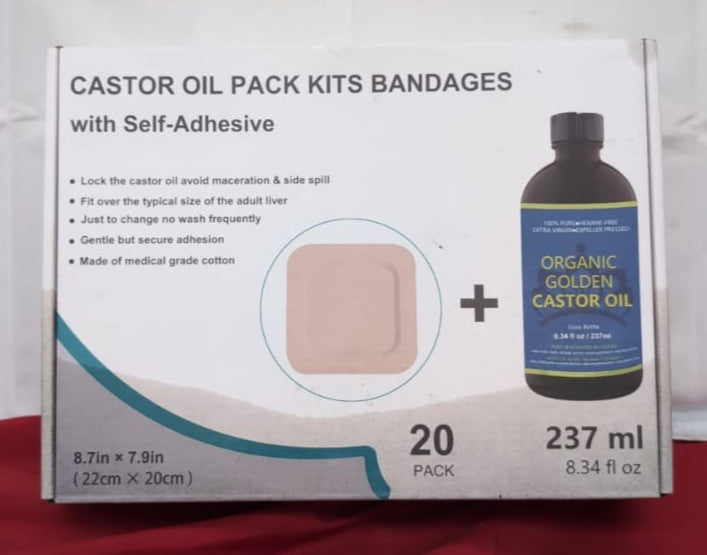 Castor Oil Pack 20 PCS 237 ml Wrap Muscle Joint Pain Relief (packaging damaged)