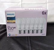 Philips LED Frosted A60 Light Bulb 6 Pack [Warm White 2700K - B22 Bayonet Cap]