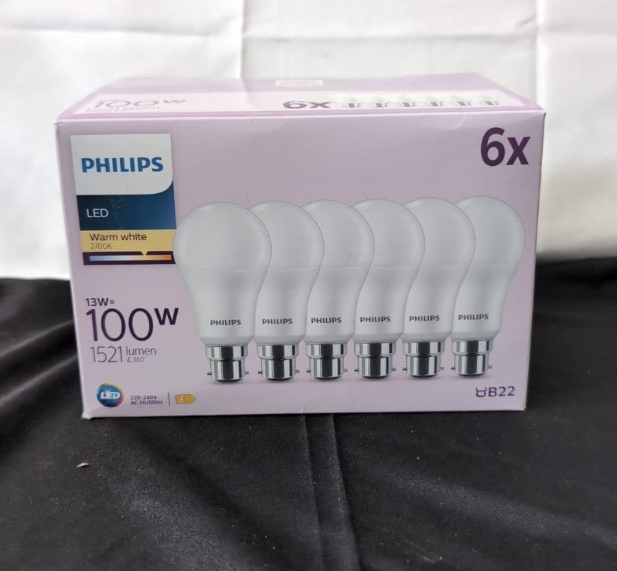 Philips LED Frosted A60 Light Bulb 6 Pack [Warm White 2700K - B22 Bayonet Cap]