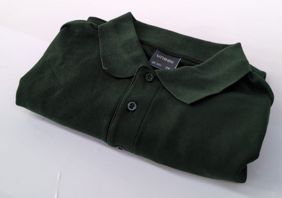 Mens & Womens Classic Polo Shirt Short Sleeve Plain 2XL (no tags - dark green)