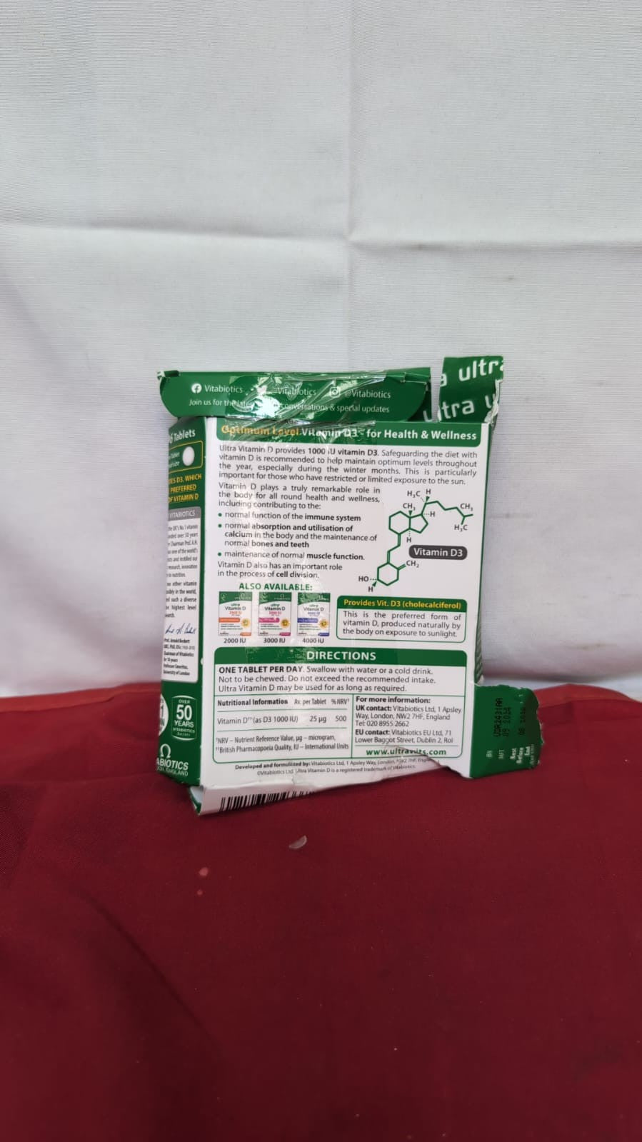 Vitamin D Tablets 1000IU, Vitabiotics Ultra (packaging damaged)