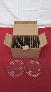 12 Pack  Glass Candle Holders Round Transparent Candle Plates 10cm