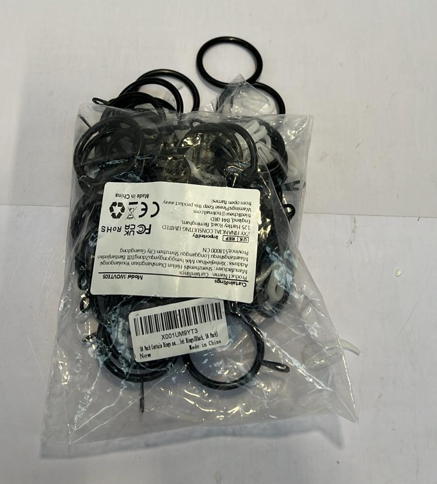 50 Pack Curtain Rings and Hooks (PACKAGING DAMAGED)
