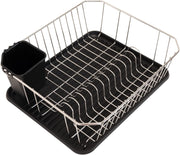 Stainless Steel Dish Drainer with Plastic Drip Tray and Cutlery Holder
