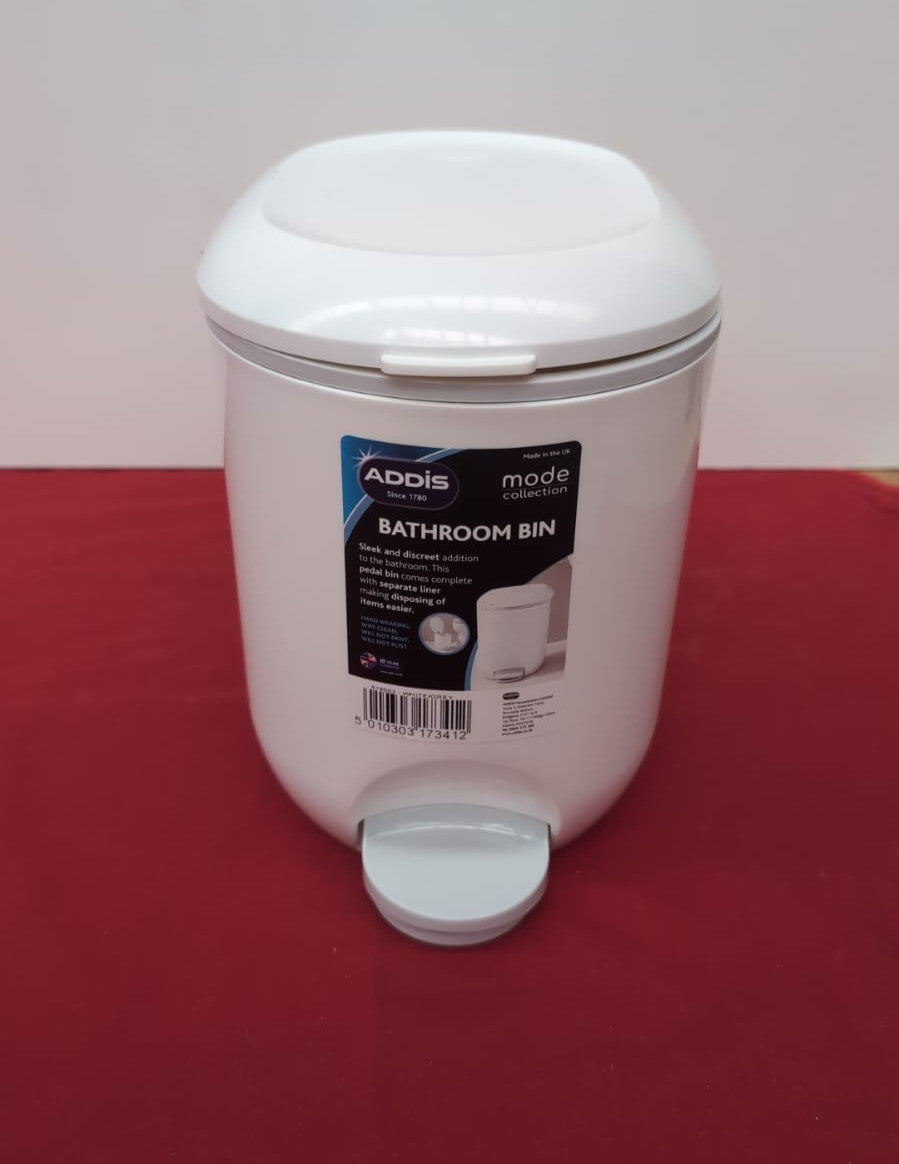 Addis Premium Deluxe Bathroom Pedal Bin with inner, 3.5L, White Grey(scuffed)
