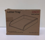 OSCO Faux Leather Letter Tray - Grey