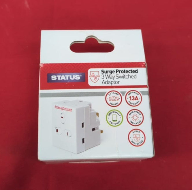 STATUS 3 Way Multi Plug Adapter | UK 3 Pin Multi Plug Adaptor
