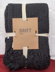 Drift Home - Charcoal Throw with Tassel (200 x 200cm) - Sustainable Recycled