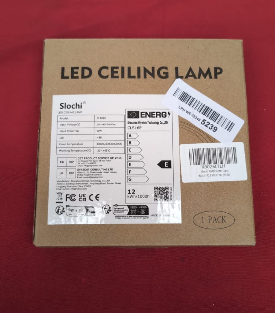 slochi Bathroom Light, 3000K/4000K/6500K 3 Color Temperature, 12W,Black