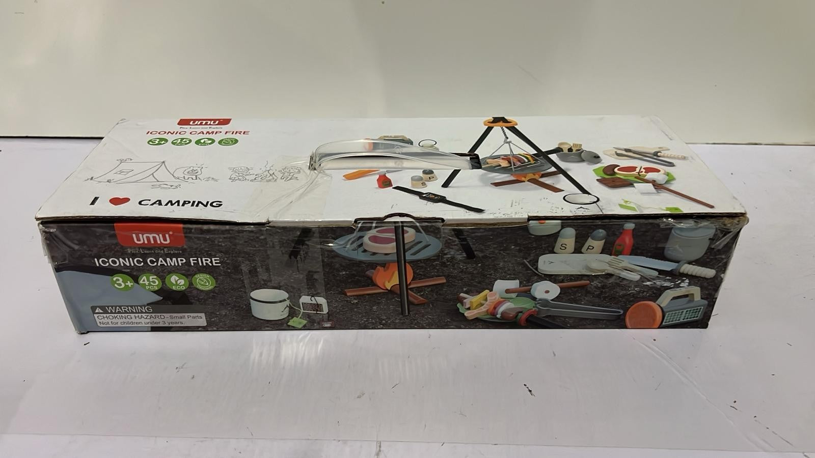 UMU Camping Game for Kids Made of Wood with Campfire, Lantern, and More, 45PCS