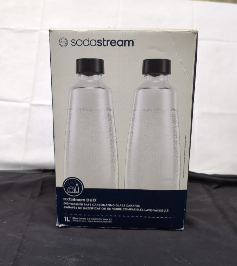 SodaStream Bipack 1 lLglass bottles compatible with Duo 2x1L carbonator, (USED)