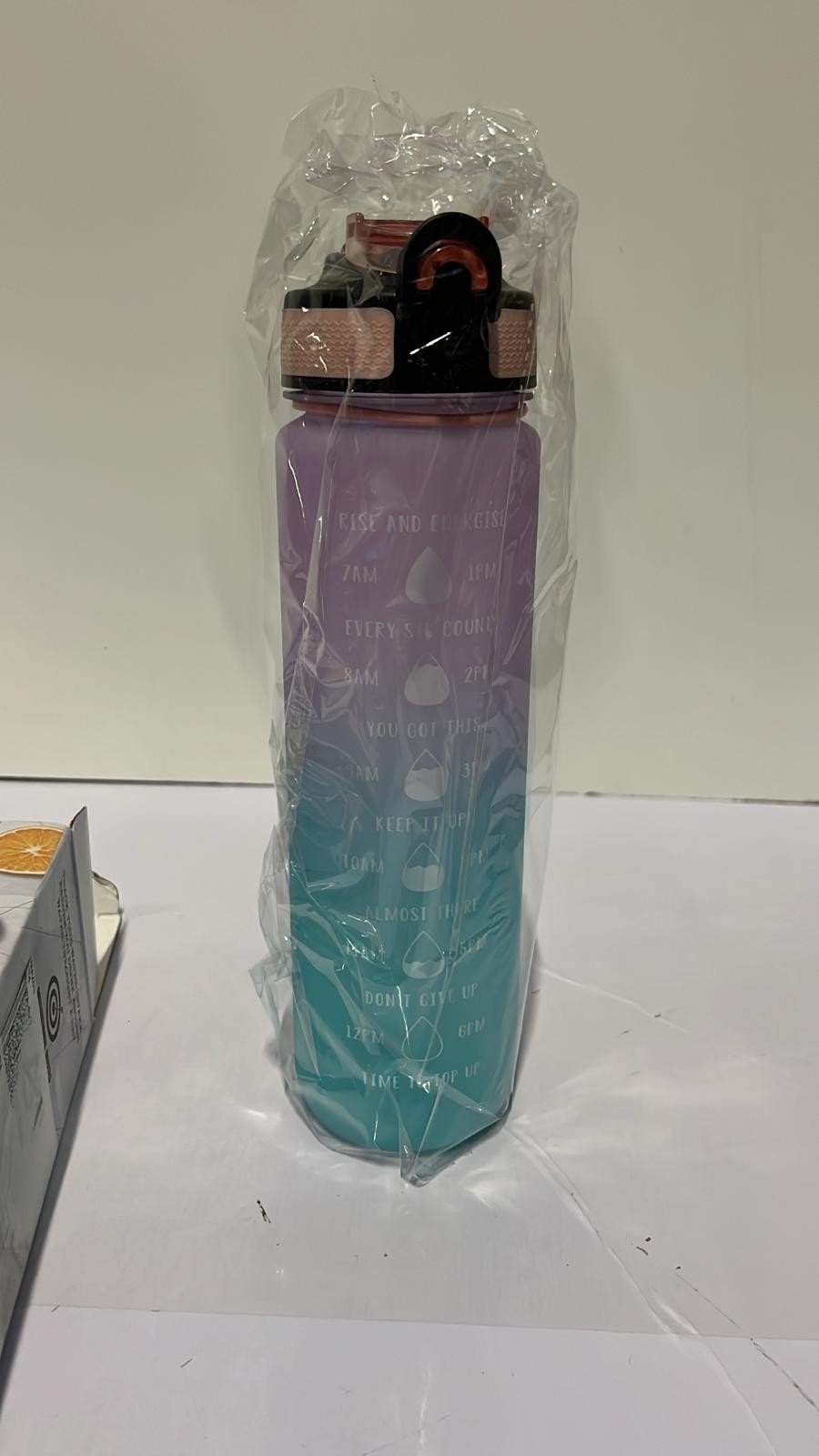 Water Bottle 1L, Sports Water Bottle with Time Markings, BPA-Free, Leak-Proof