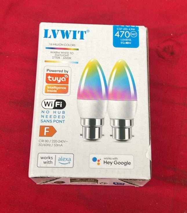 LVWIT B22 Smart Candle Bulb Bayonet, RGB Color B22 Dimmable Bulbs