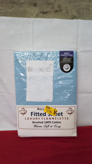 Rayyan Linen Thermal Flannelette Fitted Sheet Brushed(Sky Blue, Single)