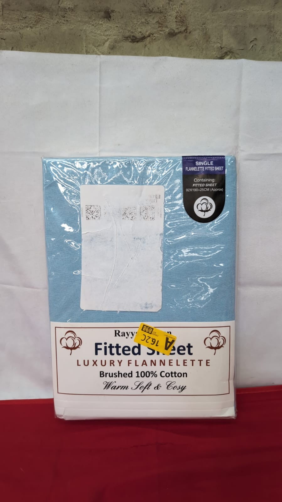 Rayyan Linen Thermal Flannelette Fitted Sheet Brushed(Sky Blue, Single)