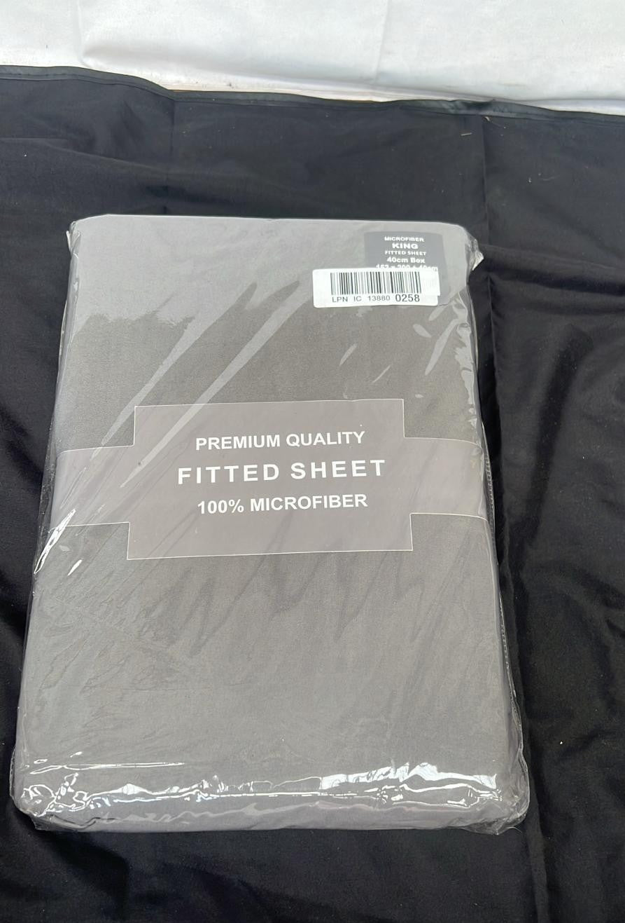King Size Fitted Sheets 40 cm Extra Deep Pocket Bed Sheets, Microfiber ,Grey