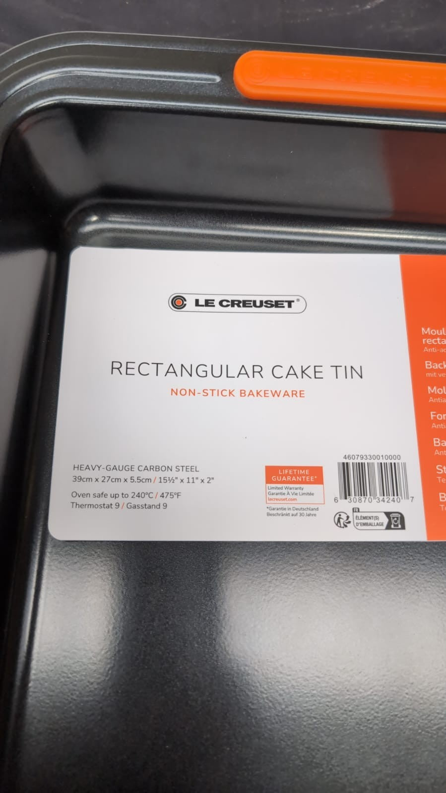 LE CREUSET Tin, Non-stick Coated Carbon Steel, Black( warehouse damage)