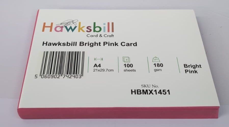 Hawksbill A4 Pink 180 GSM Premium Pink Cardstock Pack of 100