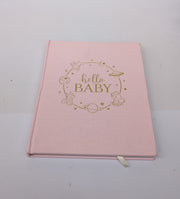Lanpn Hello Baby Memory Book  Linen Hardcover Pink(covers slightly scuffed )