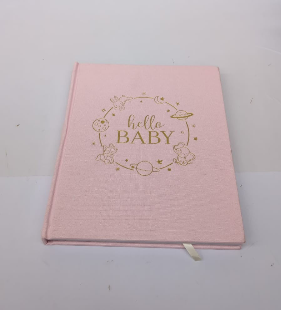 Lanpn Hello Baby Memory Book  Linen Hardcover Pink(covers slightly scuffed )