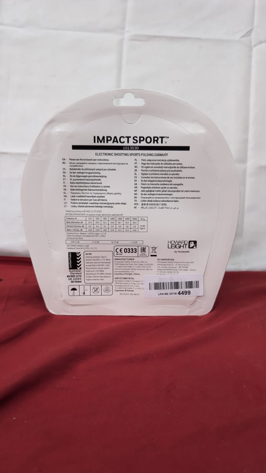 Honeywell Howard Leight Impact Sport Hear-Through Amplification Over-The-Head