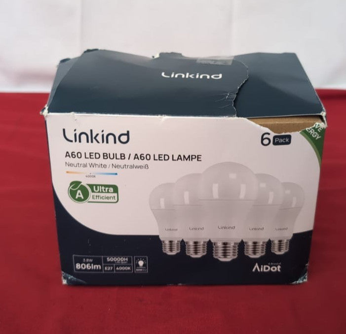 Linkind LED E27 Bulbs, LED Bulbs, 3.8W Neutral White, Pack of 6(Box damaged)