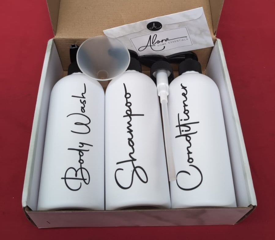 Alora Home Essentials Reusable Shampoo and Conditioner Bottles - Set of 3